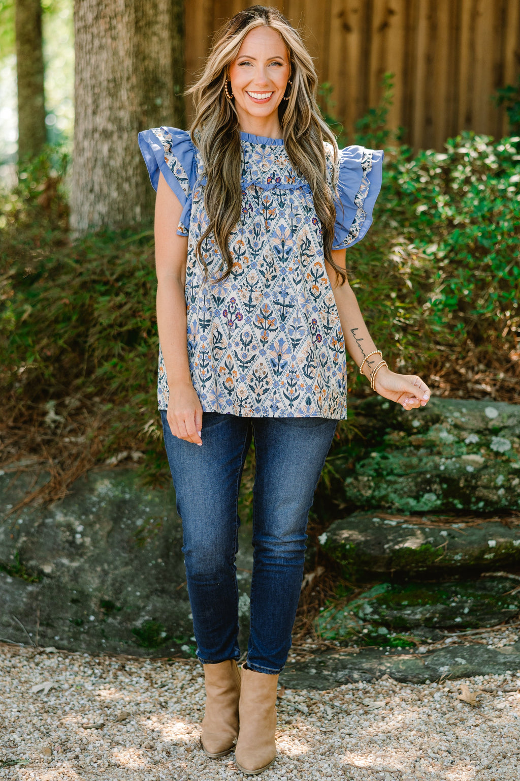Daisy Dreams Top, Blue Block