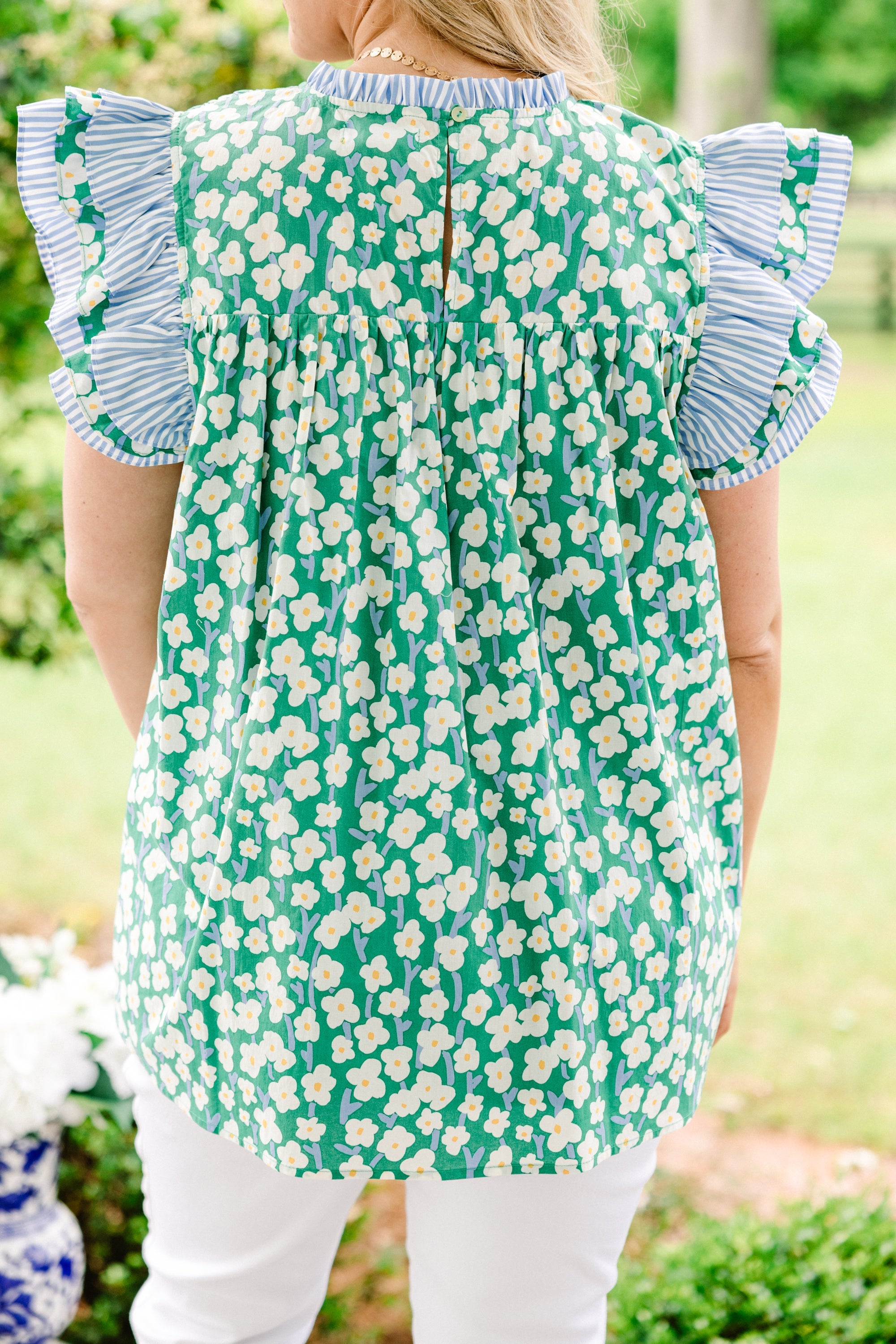 Daisy Dreams Top, Green Floral