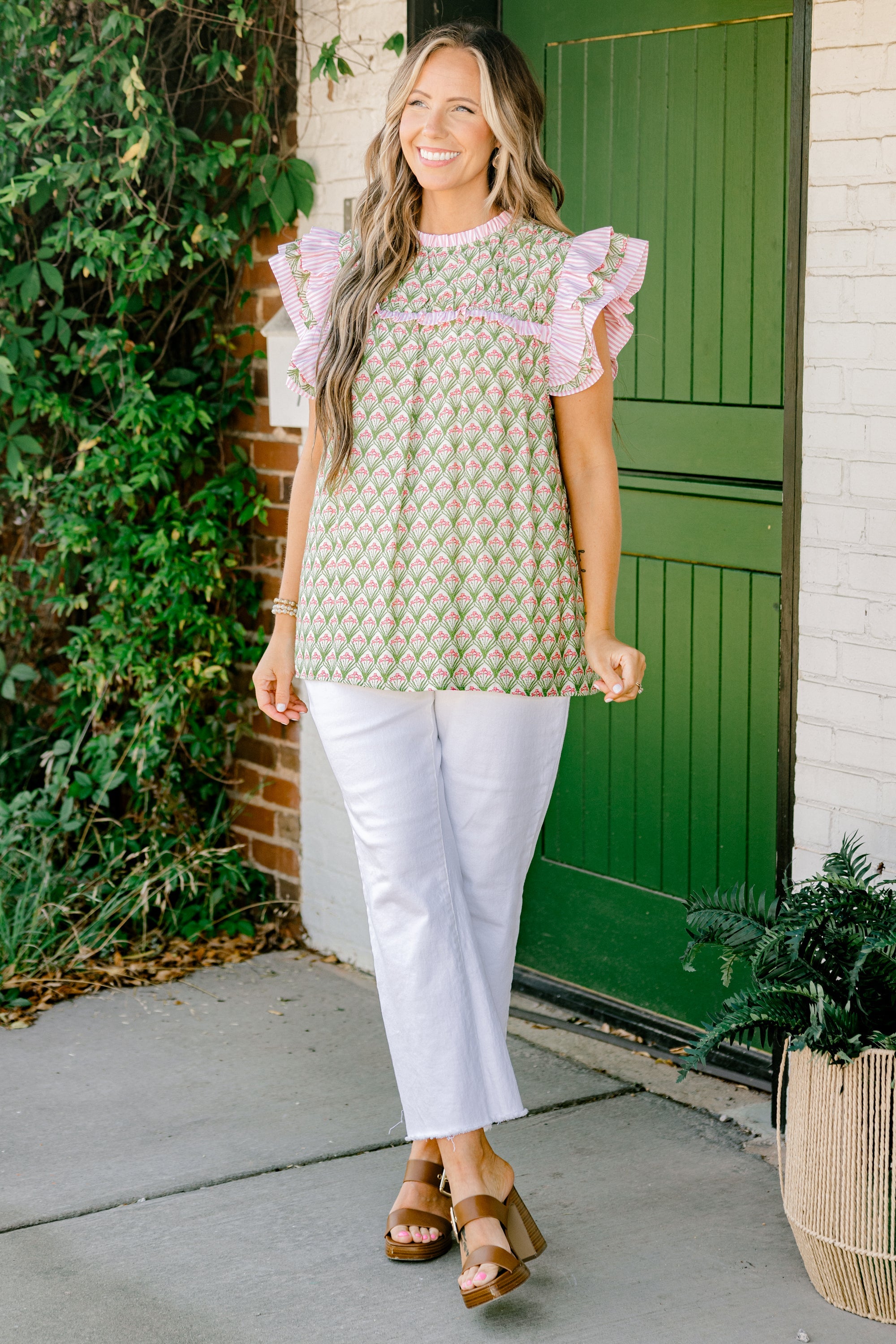 Daisy Dreams Top, Green-Pink