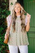 Daisy Dreams Top, Green-Pink