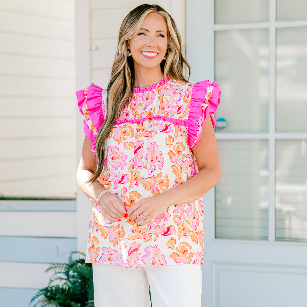 Daisy Dreams Top, Pink-Orange