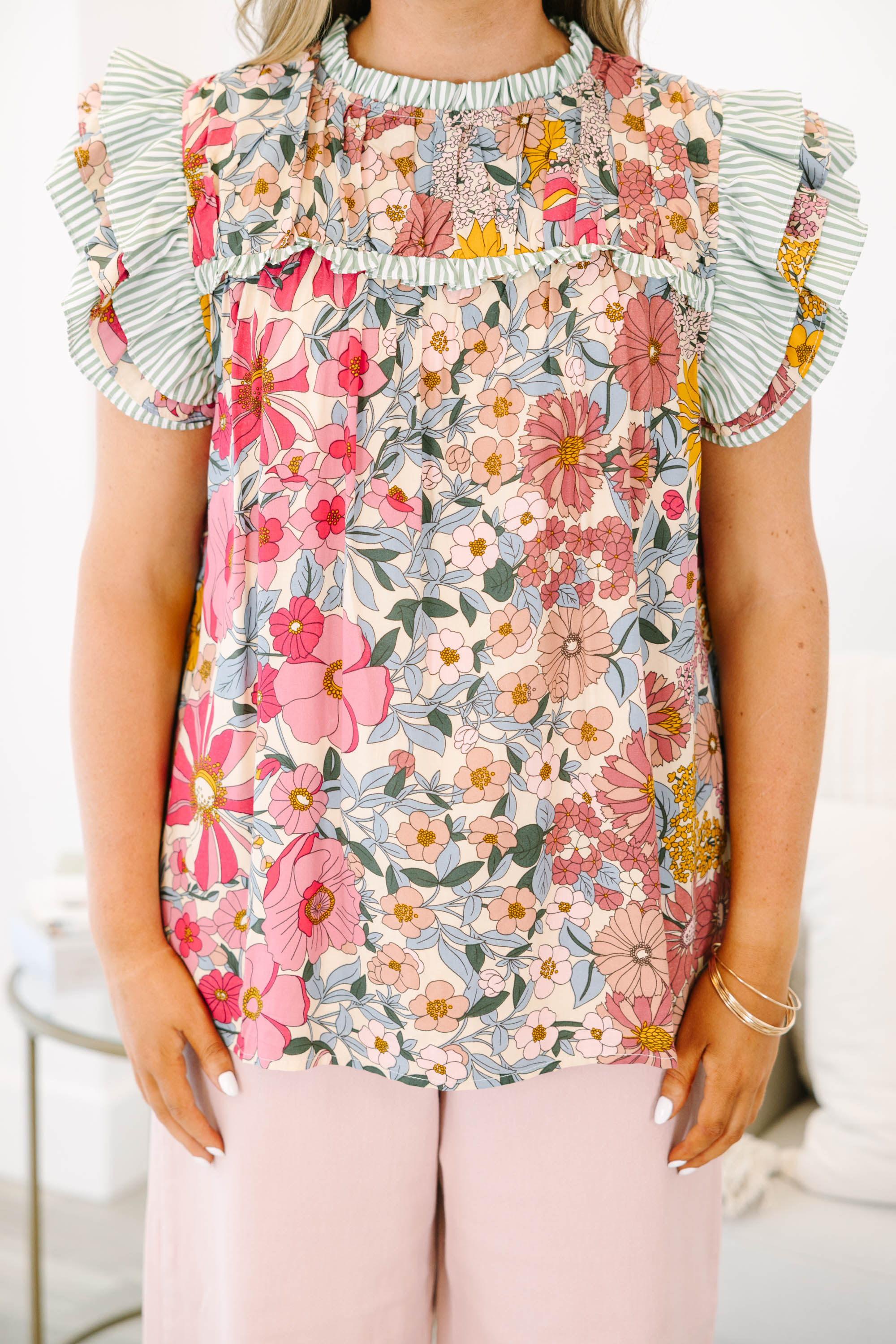 Daisy Dreams Top, Pink-Olive
