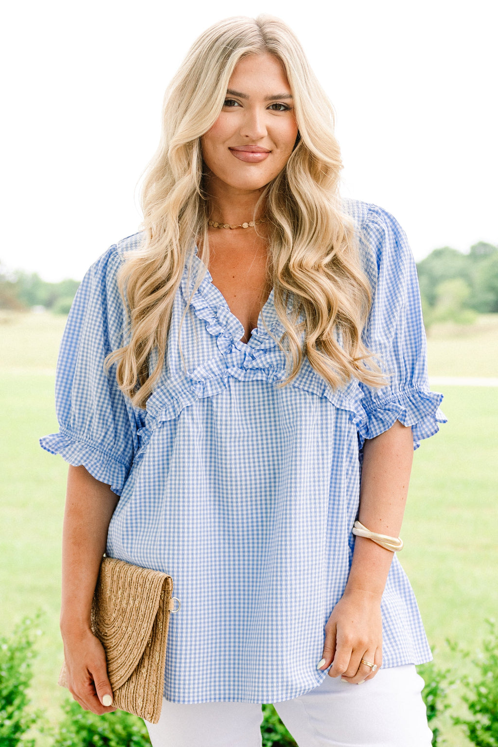 Dancing For Fun Top, Blue Gingham