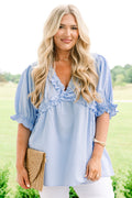 Dancing For Fun Top, Blue Gingham