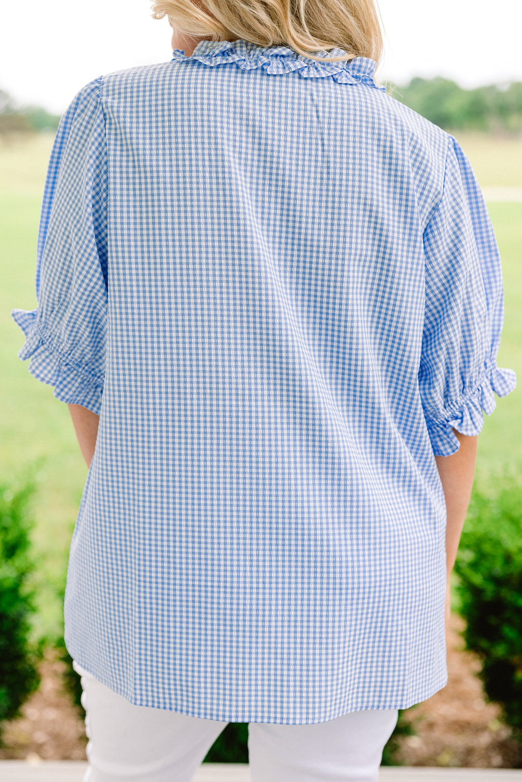 Dancing For Fun Top, Blue Gingham