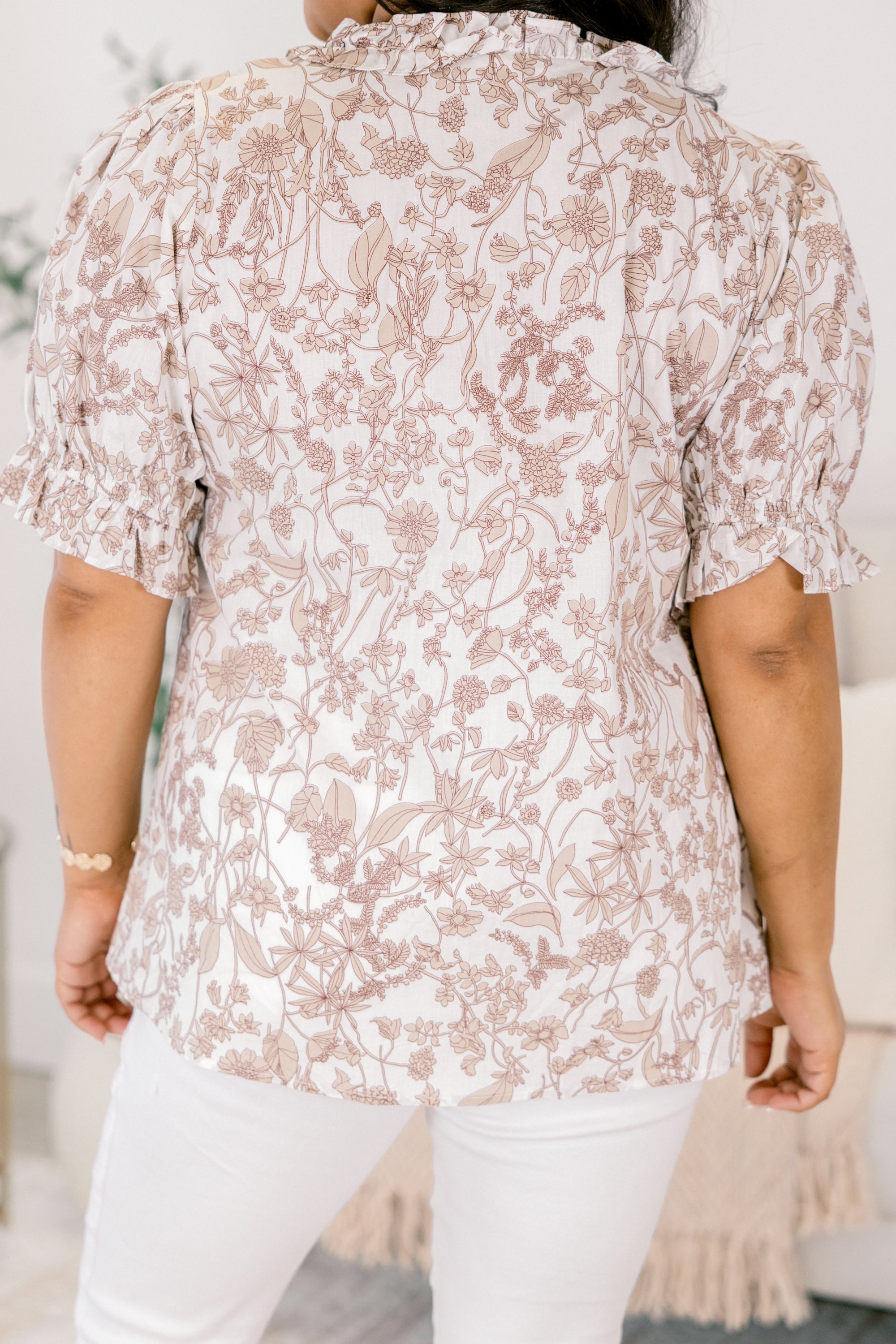 Dancing For Fun Top, Taupe Floral