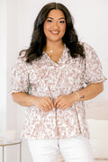 Dancing For Fun Top, Taupe Floral