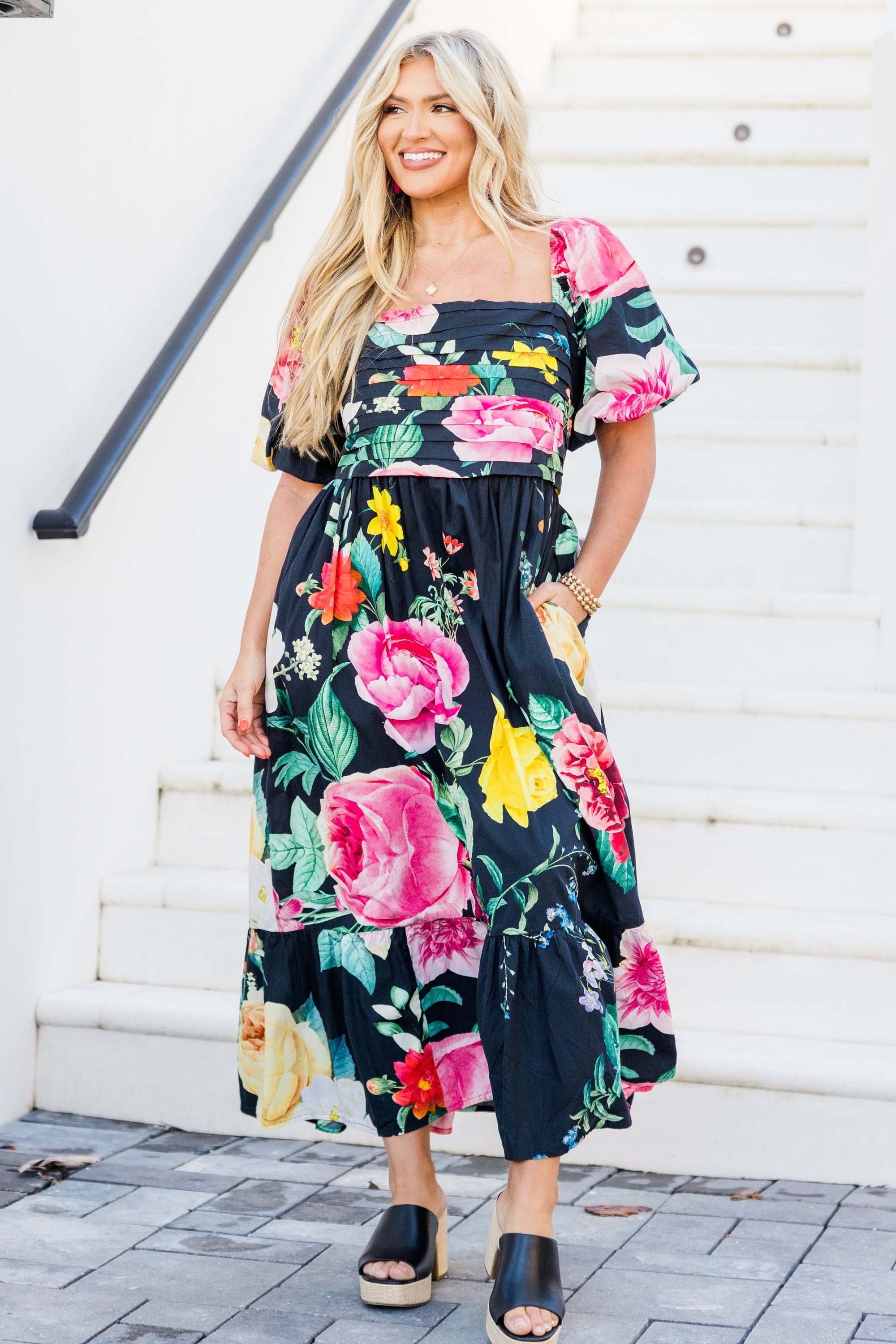 Dare To Be Darling Dress, Black Floral