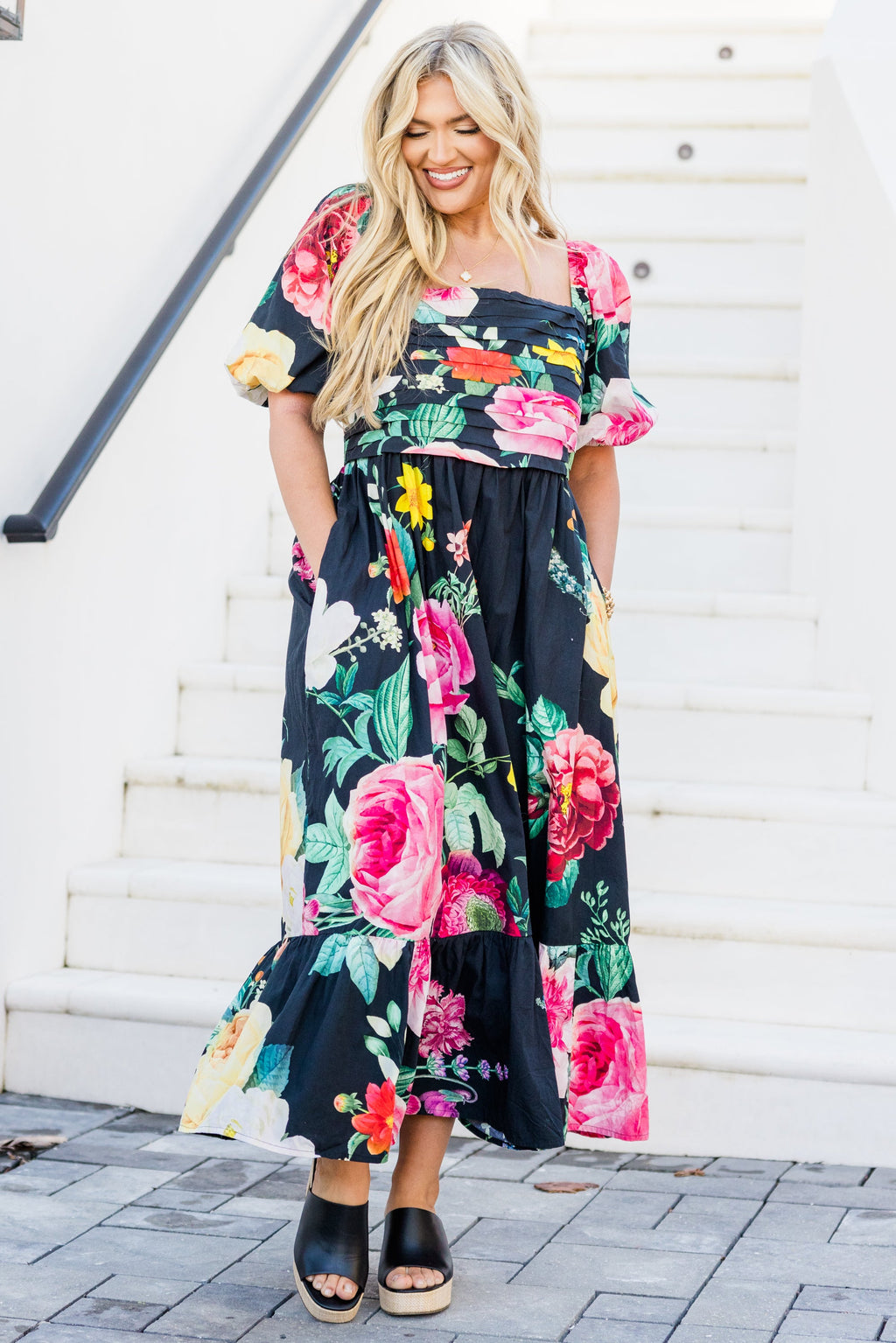 Dare To Be Darling Dress, Black Floral
