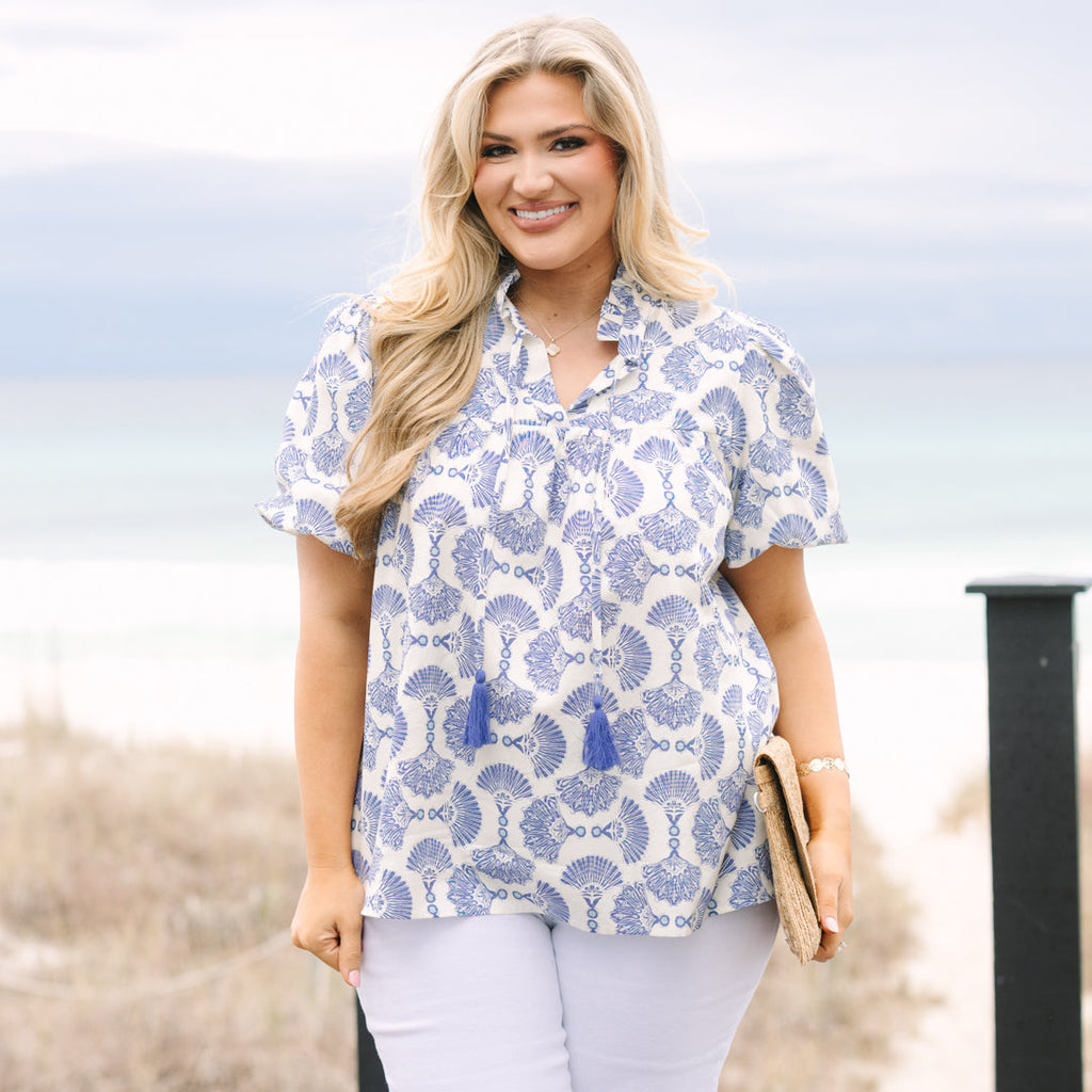 Daydreamer Top, Blue-White