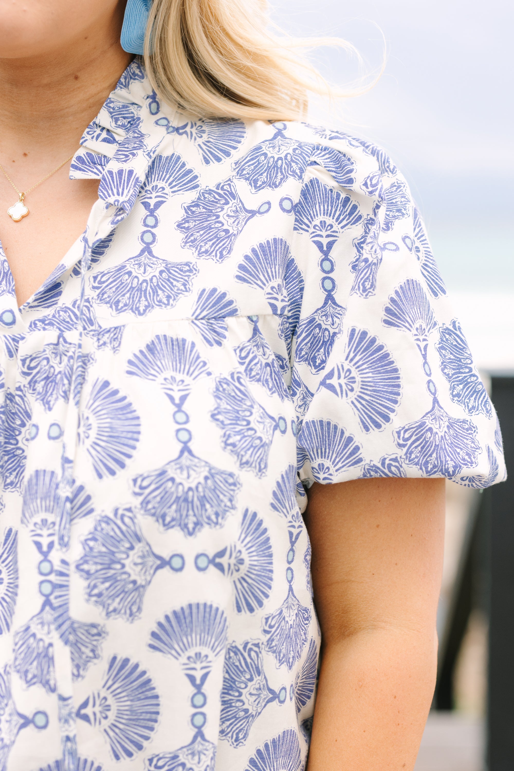 Daydreamer Top, Blue-White