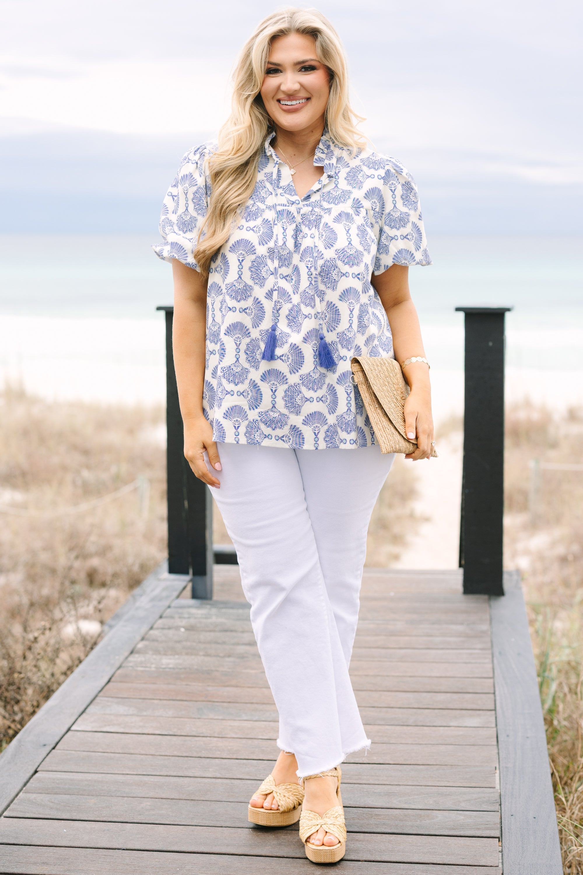 Daydreamer Top, Blue-White