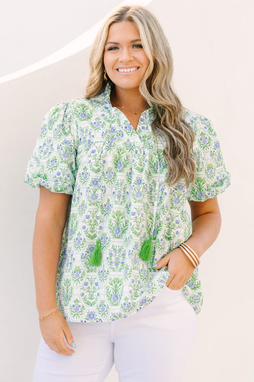 Daydreamer Top, Green Floral