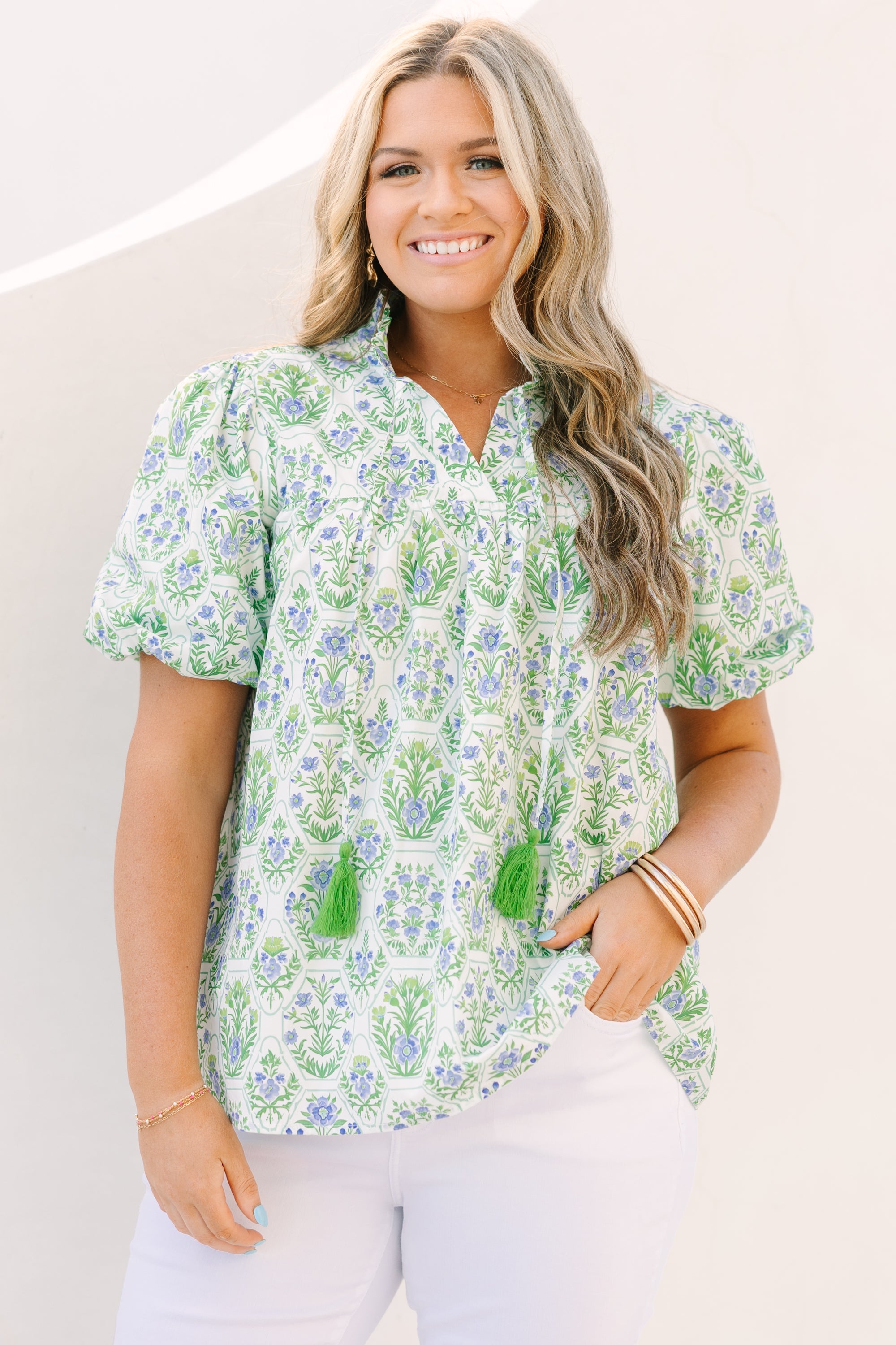 Daydreamer Top, Green Floral