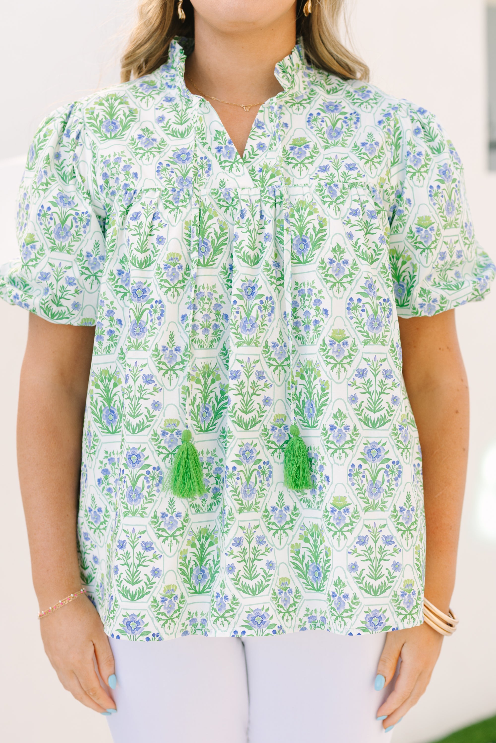 Daydreamer Top, Green Floral