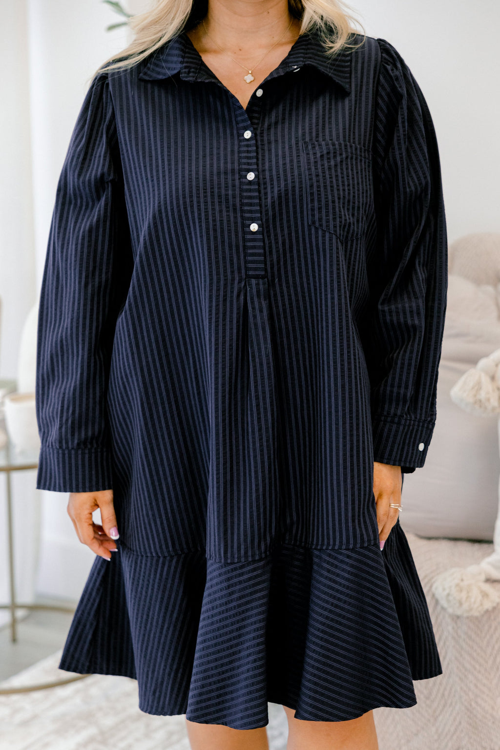 Days Like Today Dress, Navy Stripe