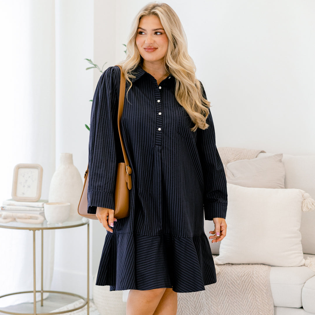 Days Like Today Dress, Navy Stripe