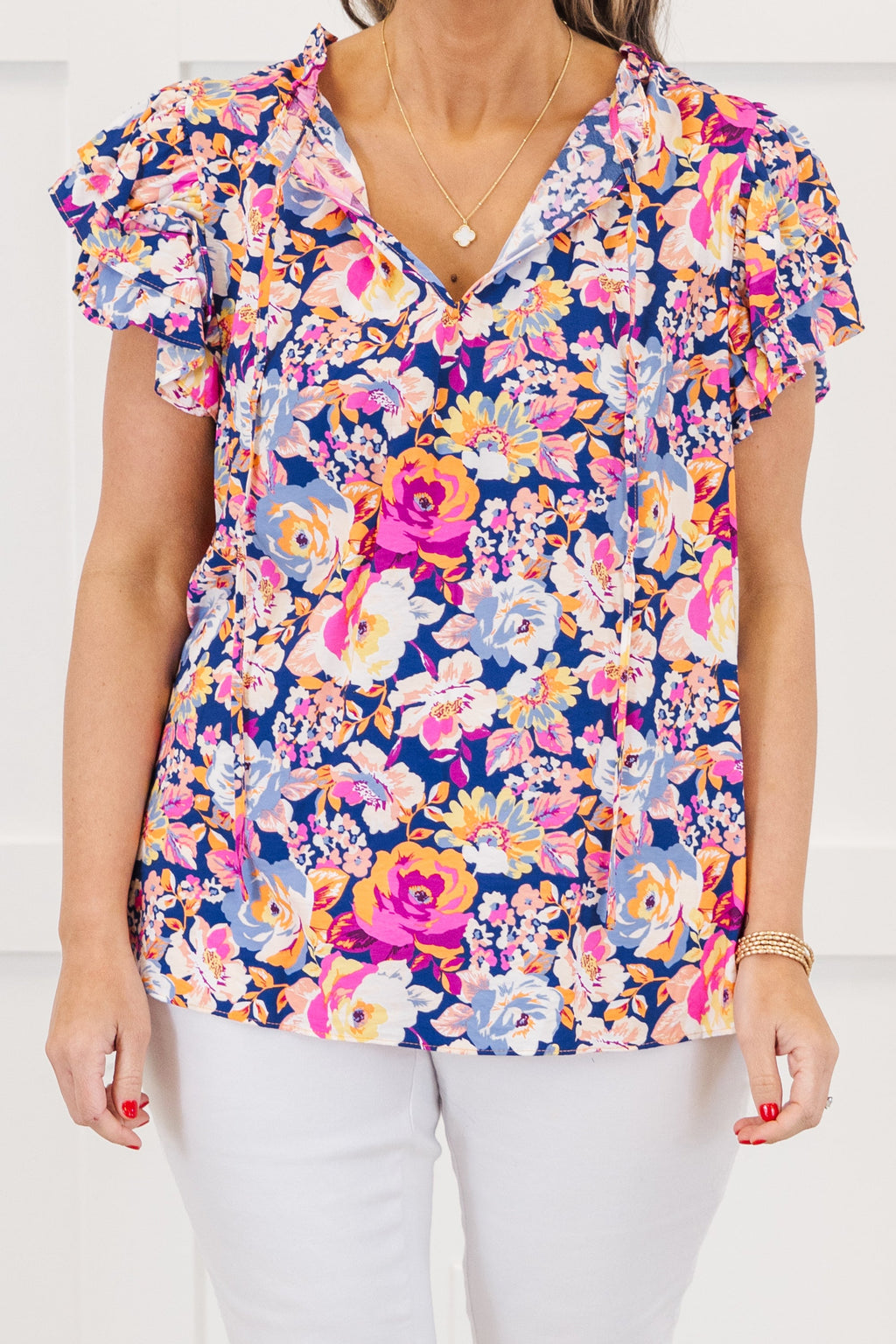 Dewdrop Darling Top, Navy-Pink