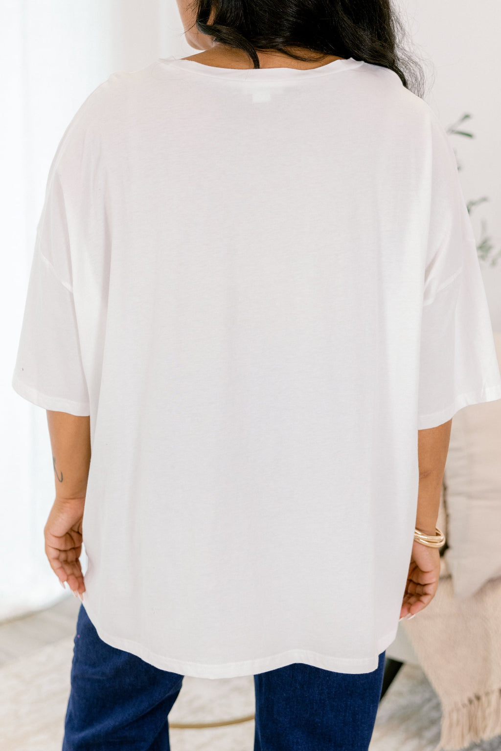 Disco Glam Boyfriend Tee, White