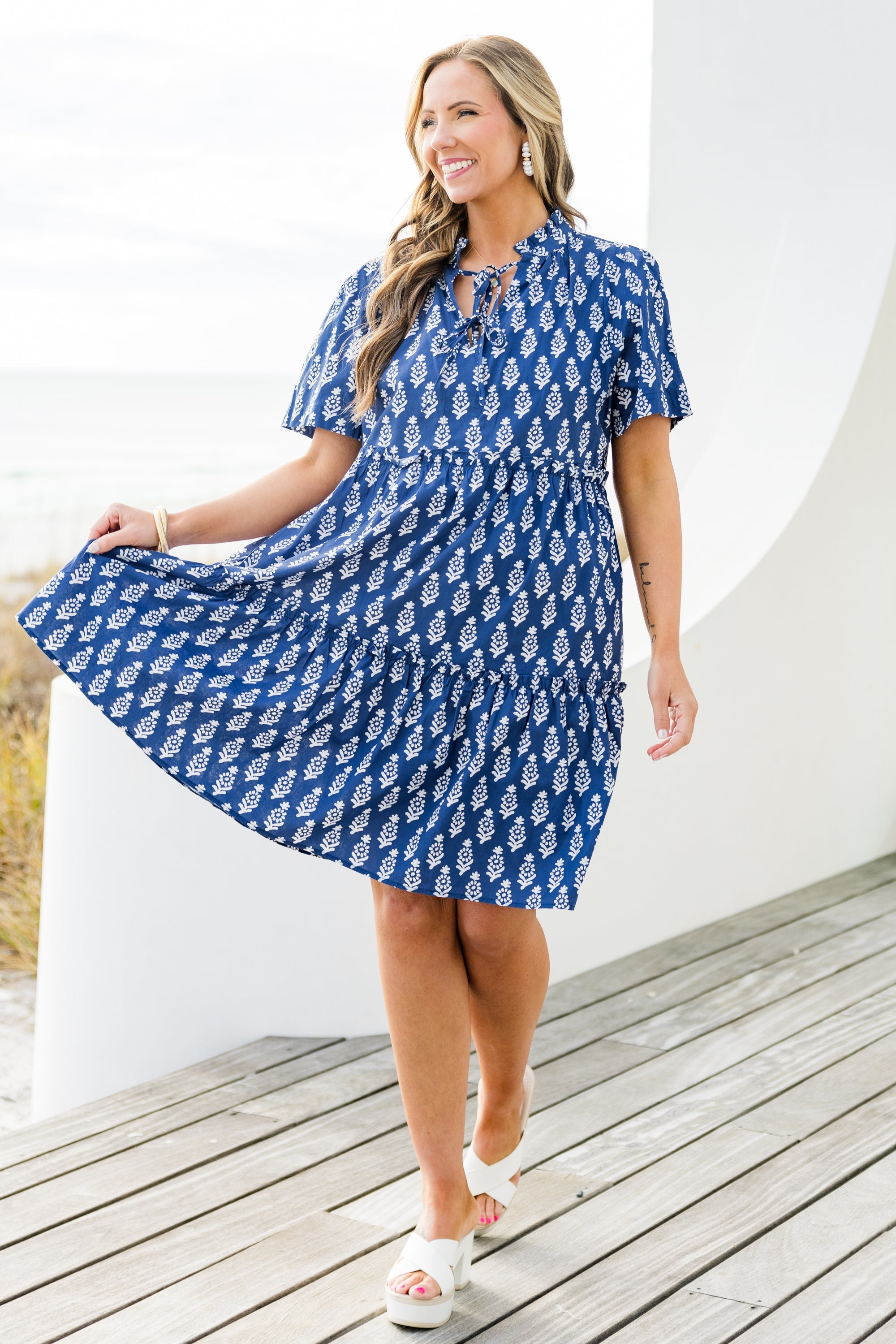 Distant Moon Dress, Navy