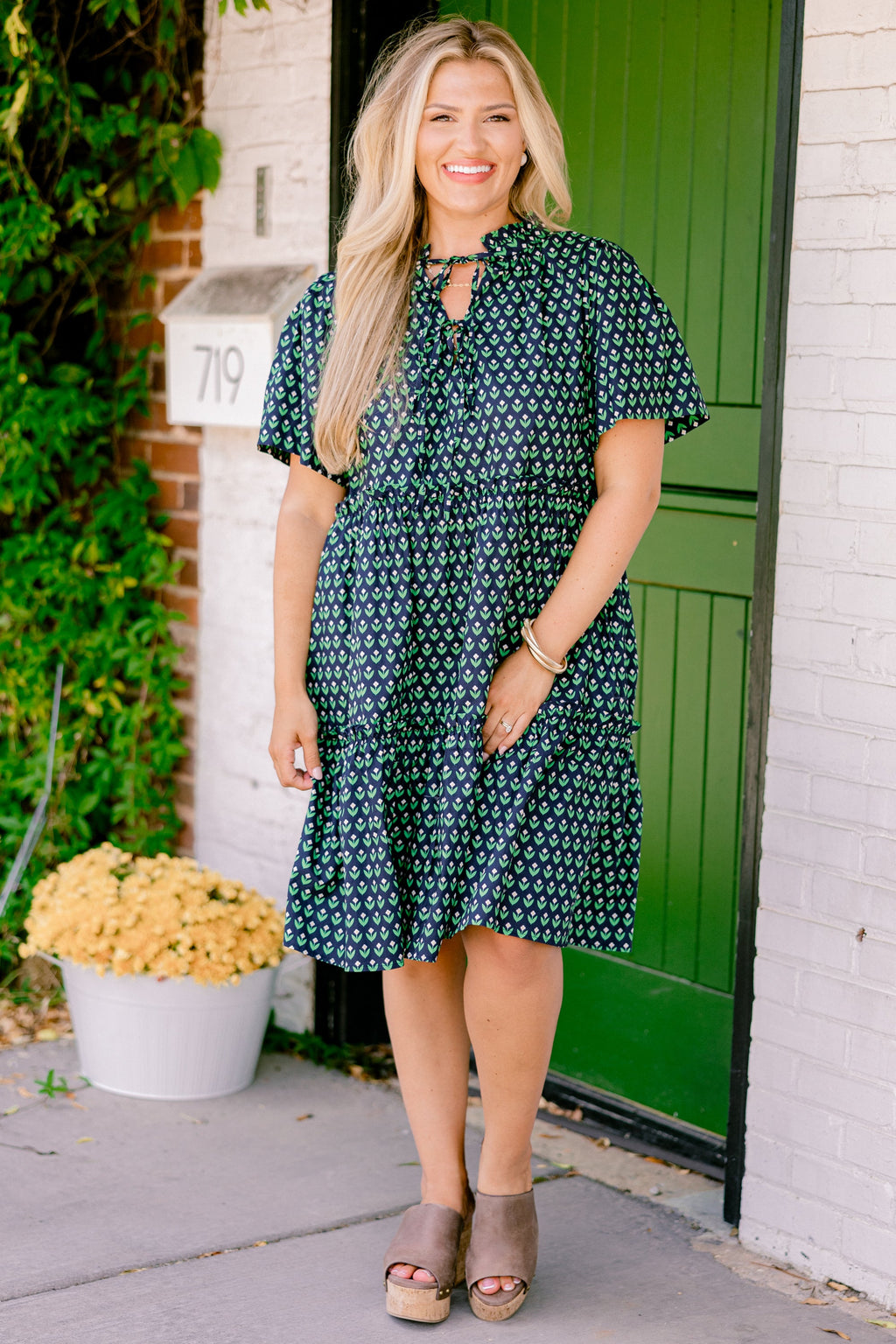 Distant Moon Dress, Navy Floral