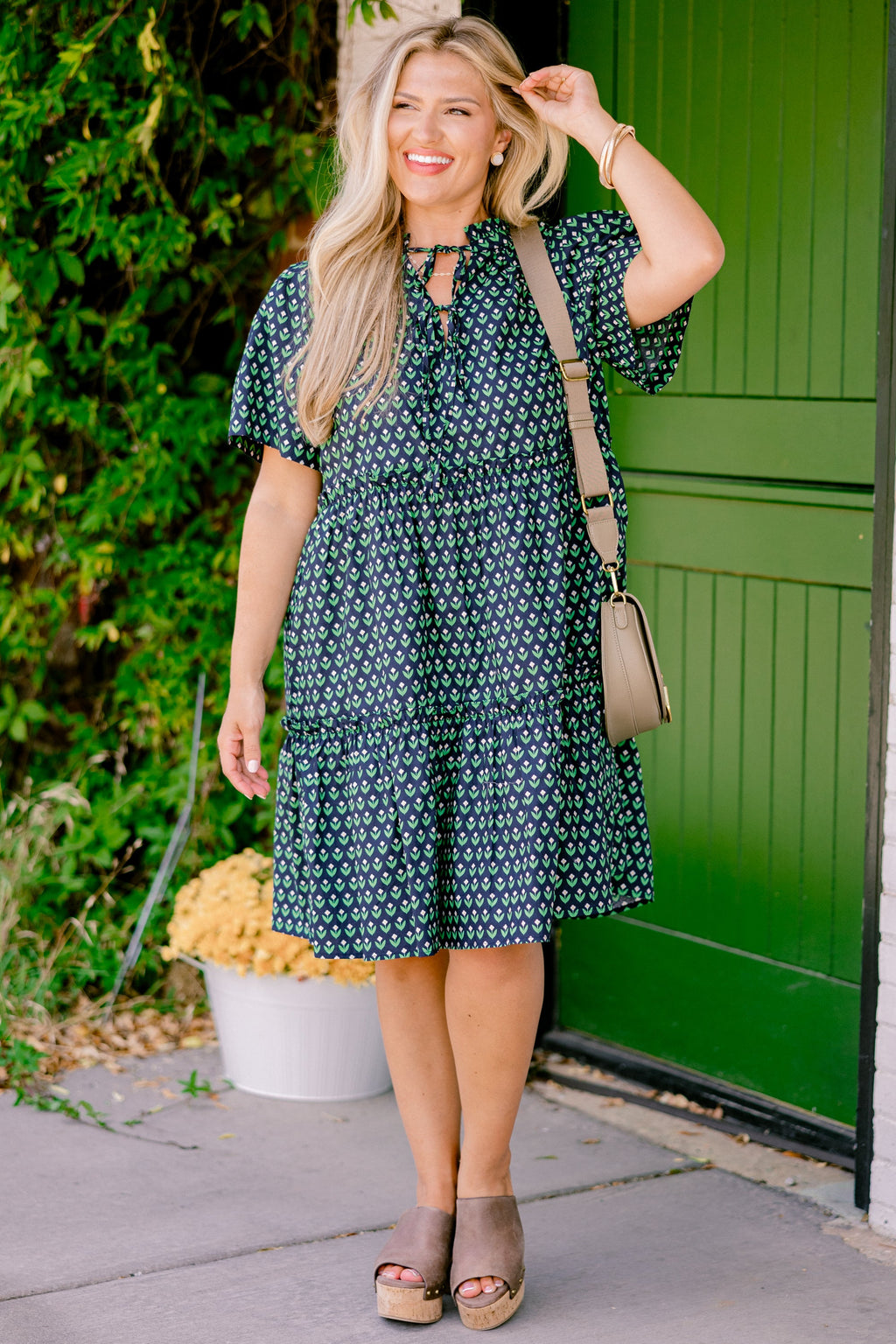 Distant Moon Dress, Navy Floral