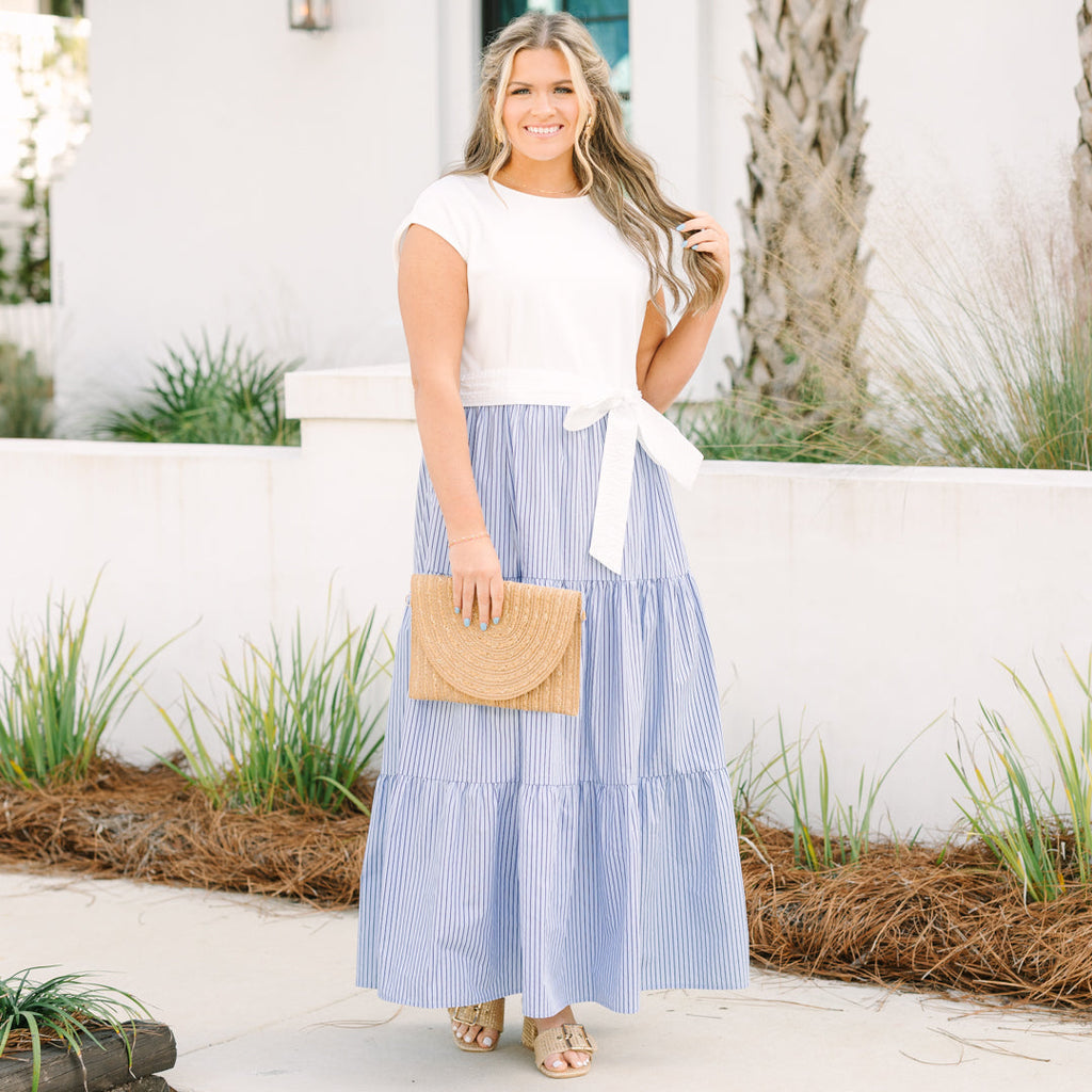 Doing It My Way Dress, Navy Stripe