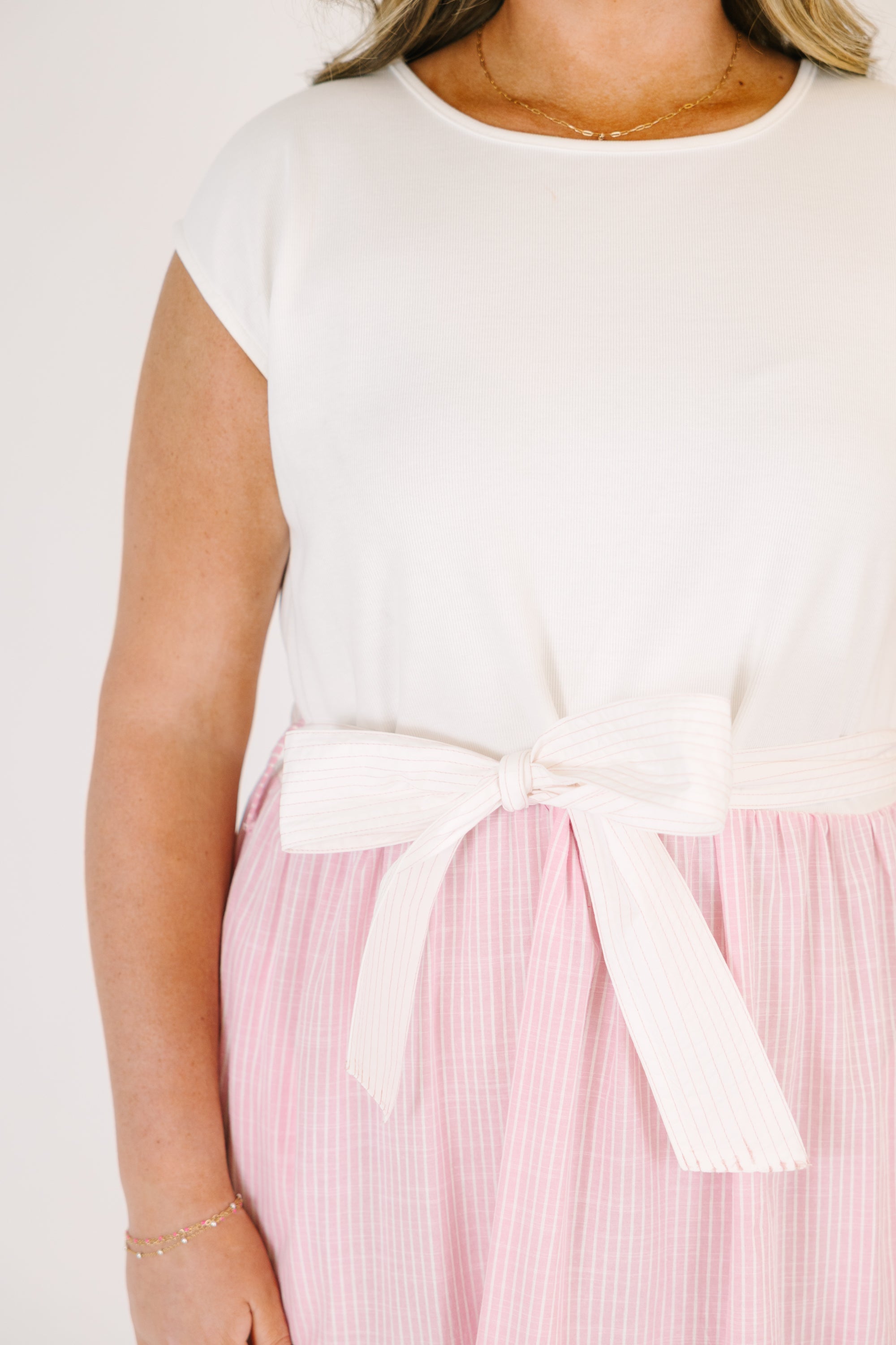 Doing It My Way Dress, Pink Stripe