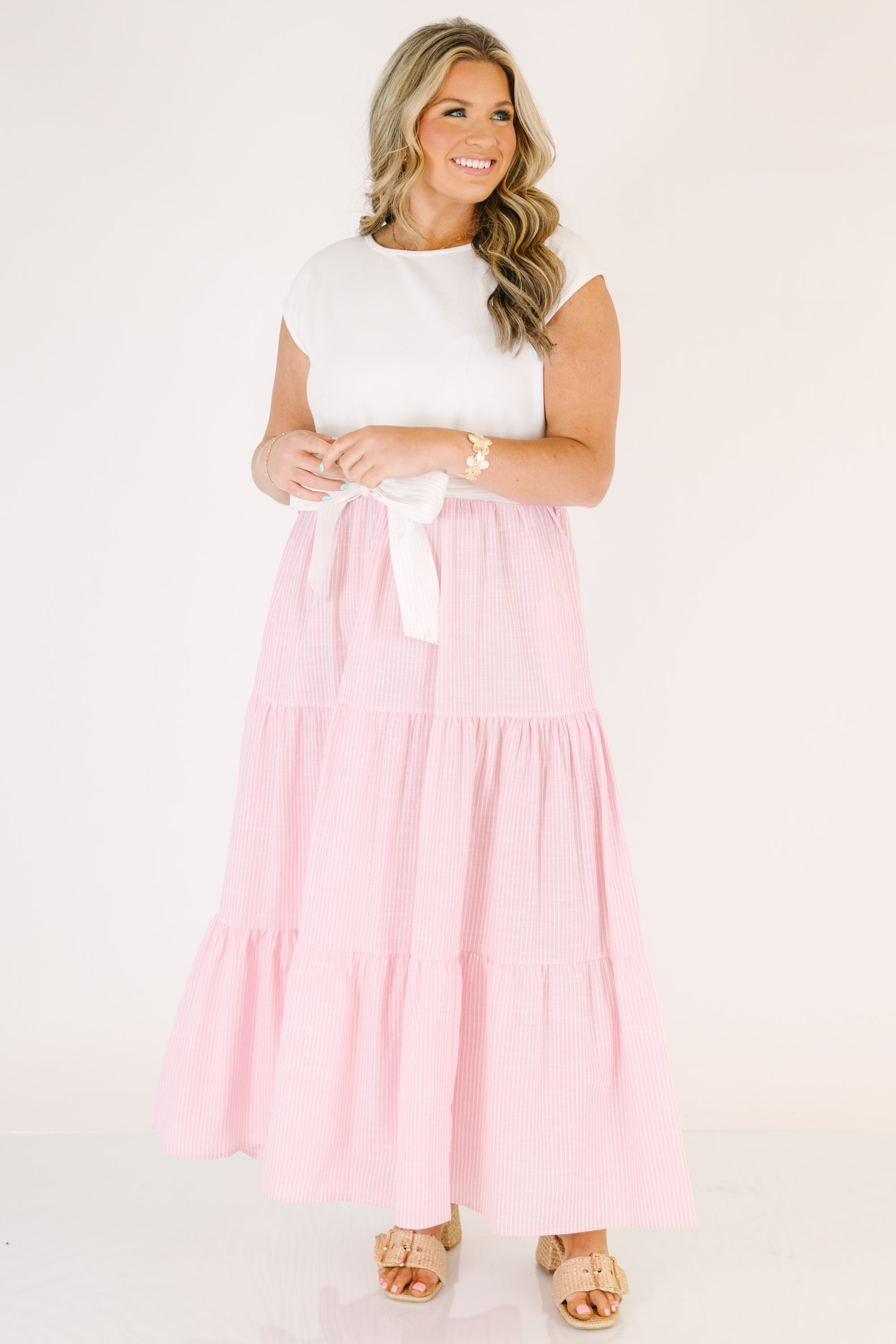 Doing It My Way Dress, Pink Stripe