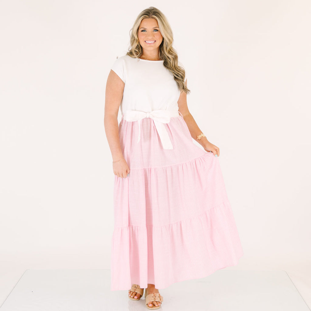 Doing It My Way Dress, Pink Stripe