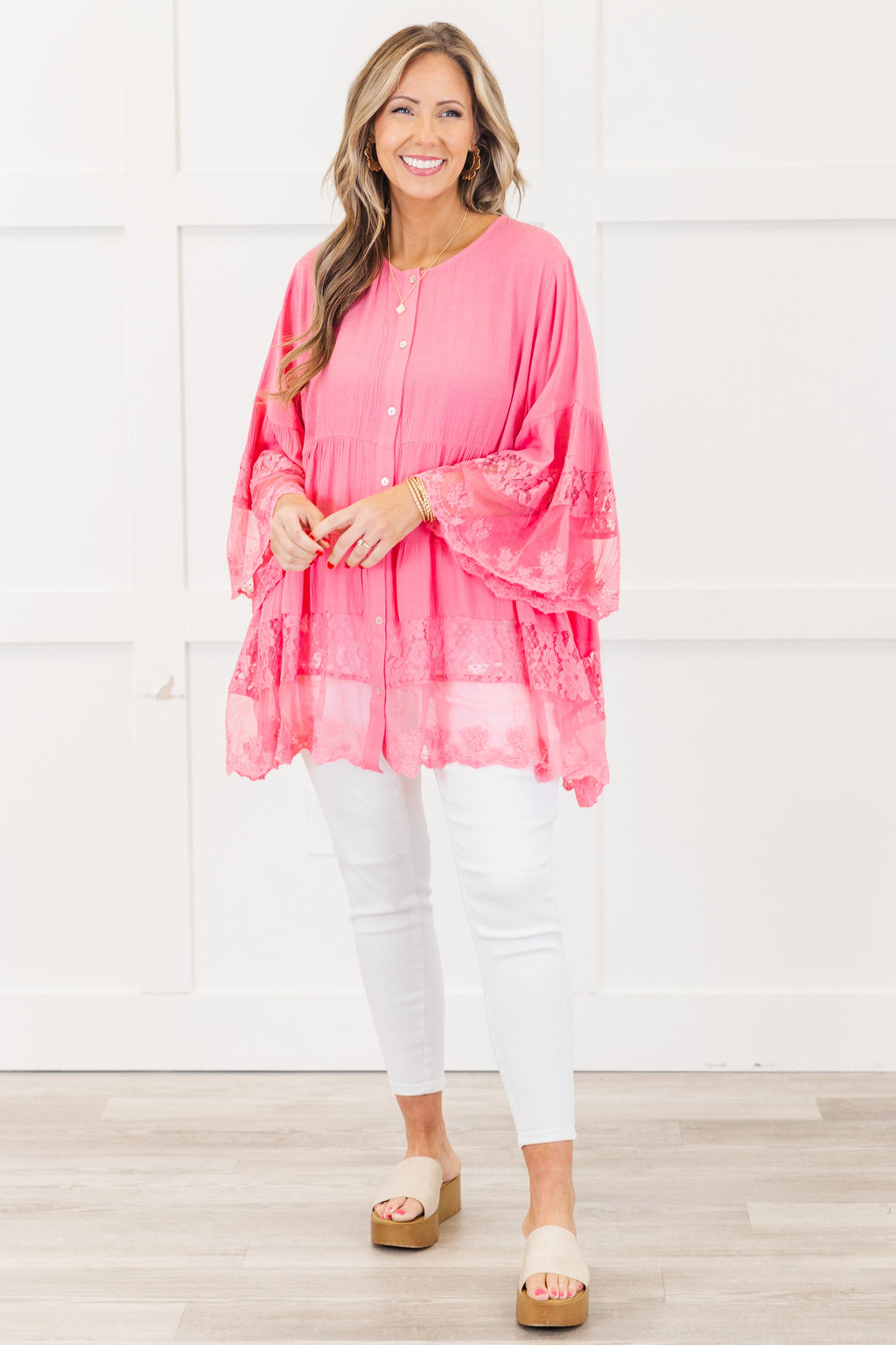 Don't Fail Me Now Blouse, Hot Pink