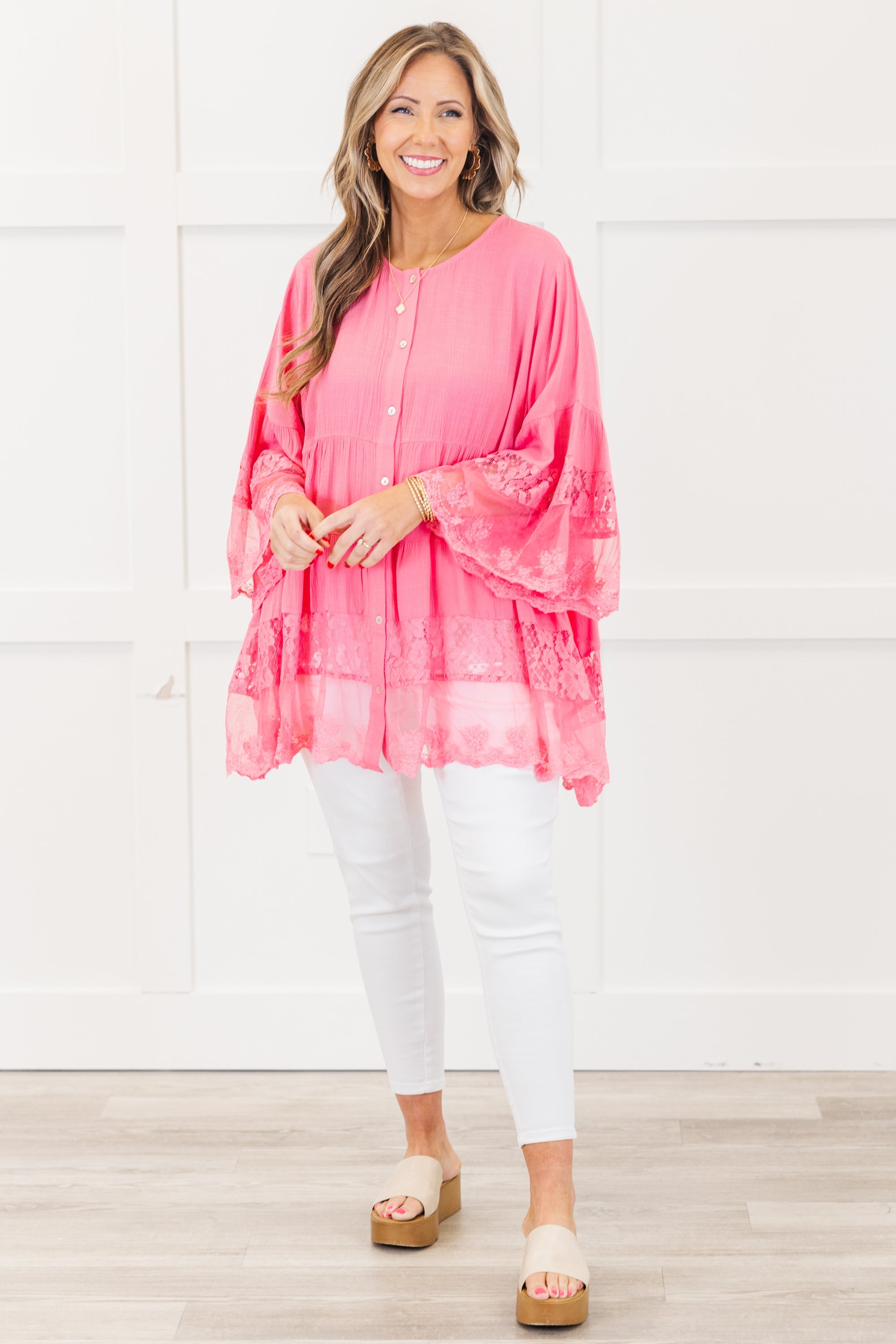 Don't Fail Me Now Blouse, Hot Pink