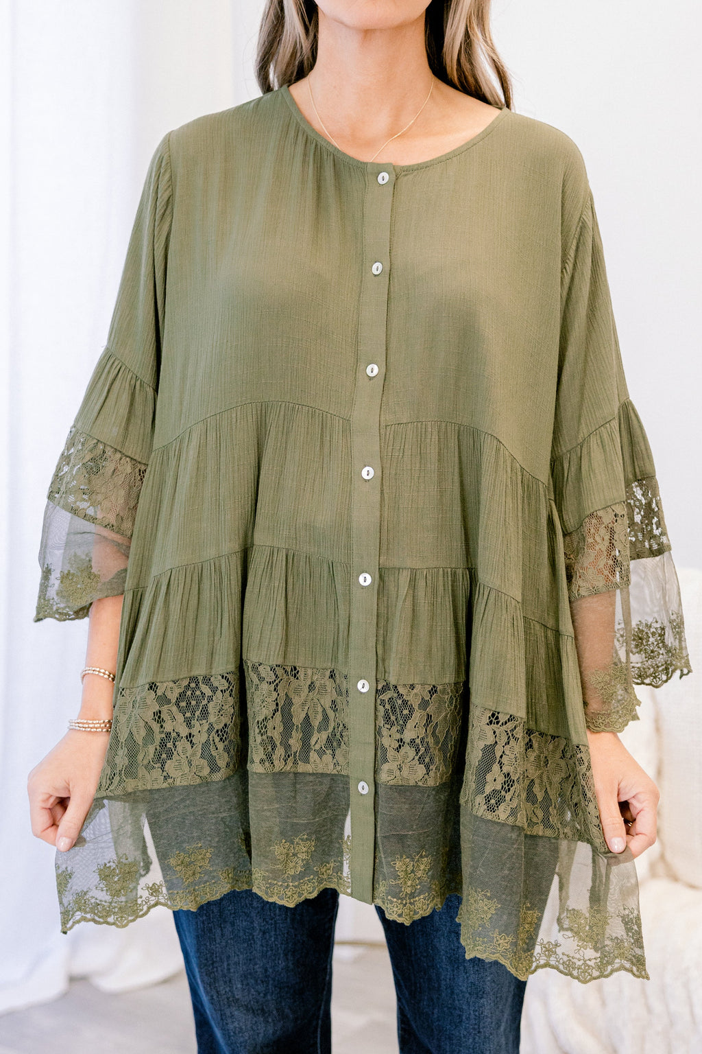 Don't Fail Me Now Blouse, Olive