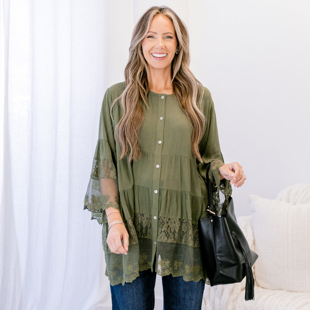 Don't Fail Me Now Blouse, Olive