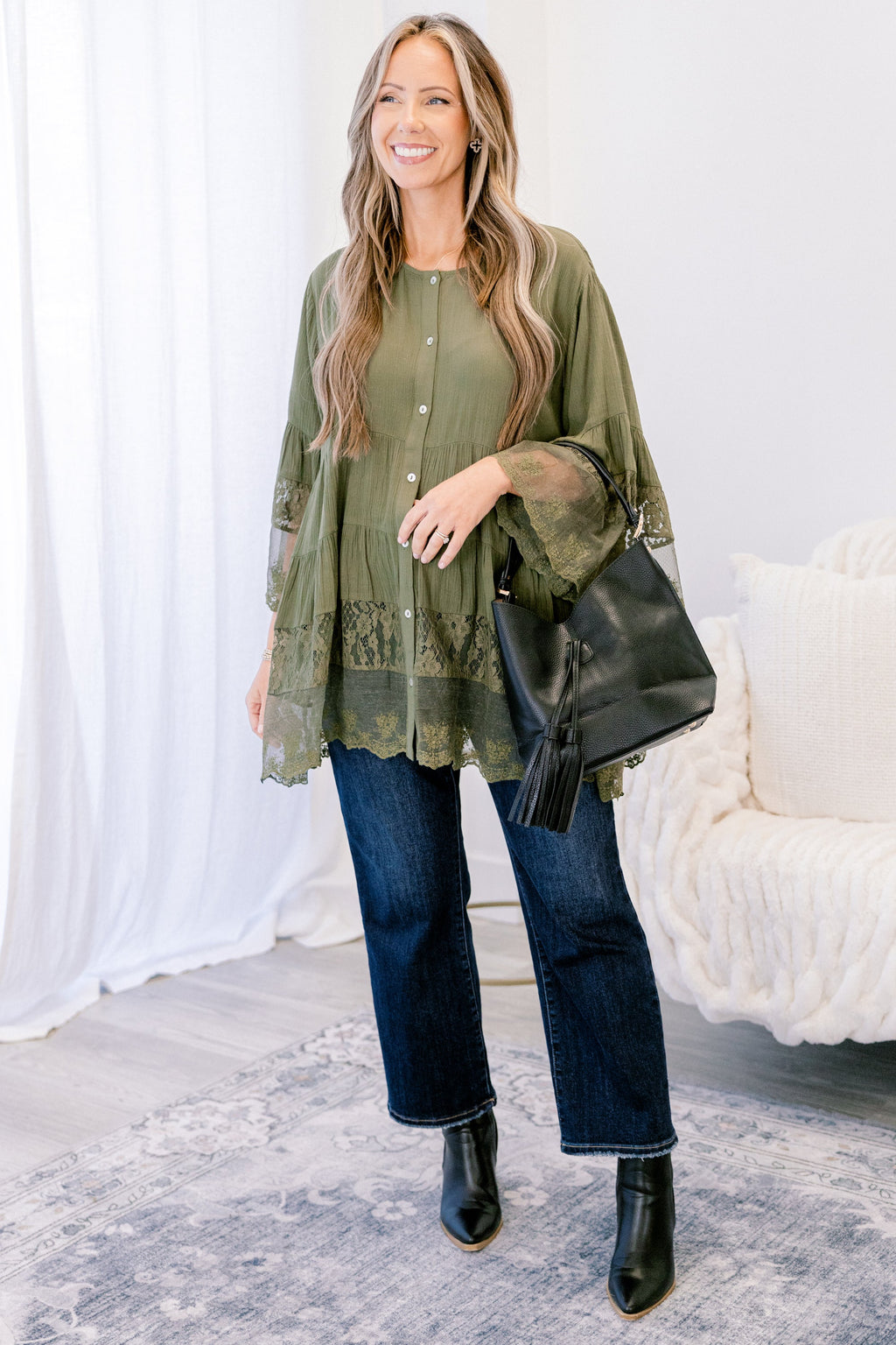 Don't Fail Me Now Blouse, Olive