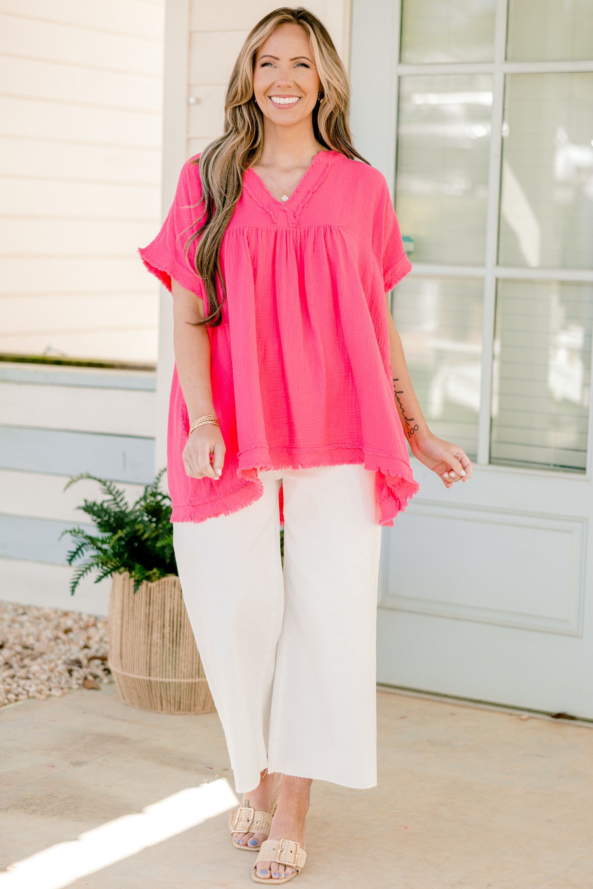 Don't Keep Me Away Top, Fuchsia