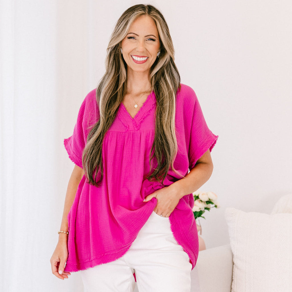 Don't Keep Me Away Top, Neon Hot Pink