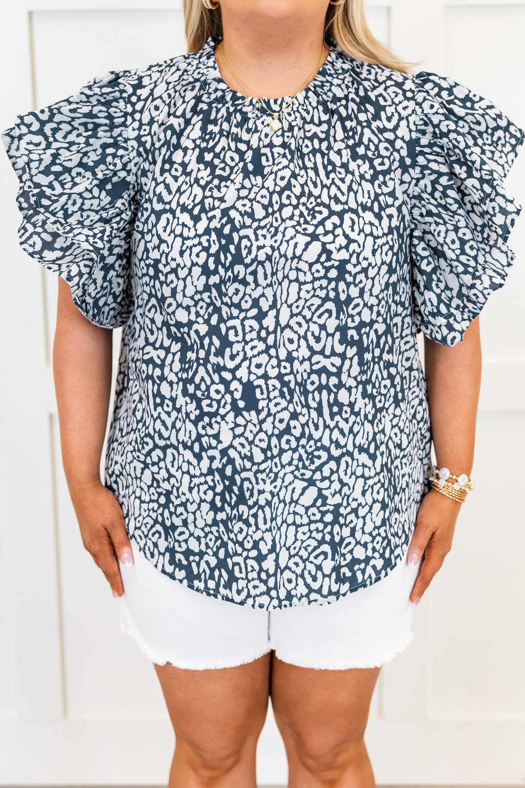 Dotting My I's Top, Navy Leopard