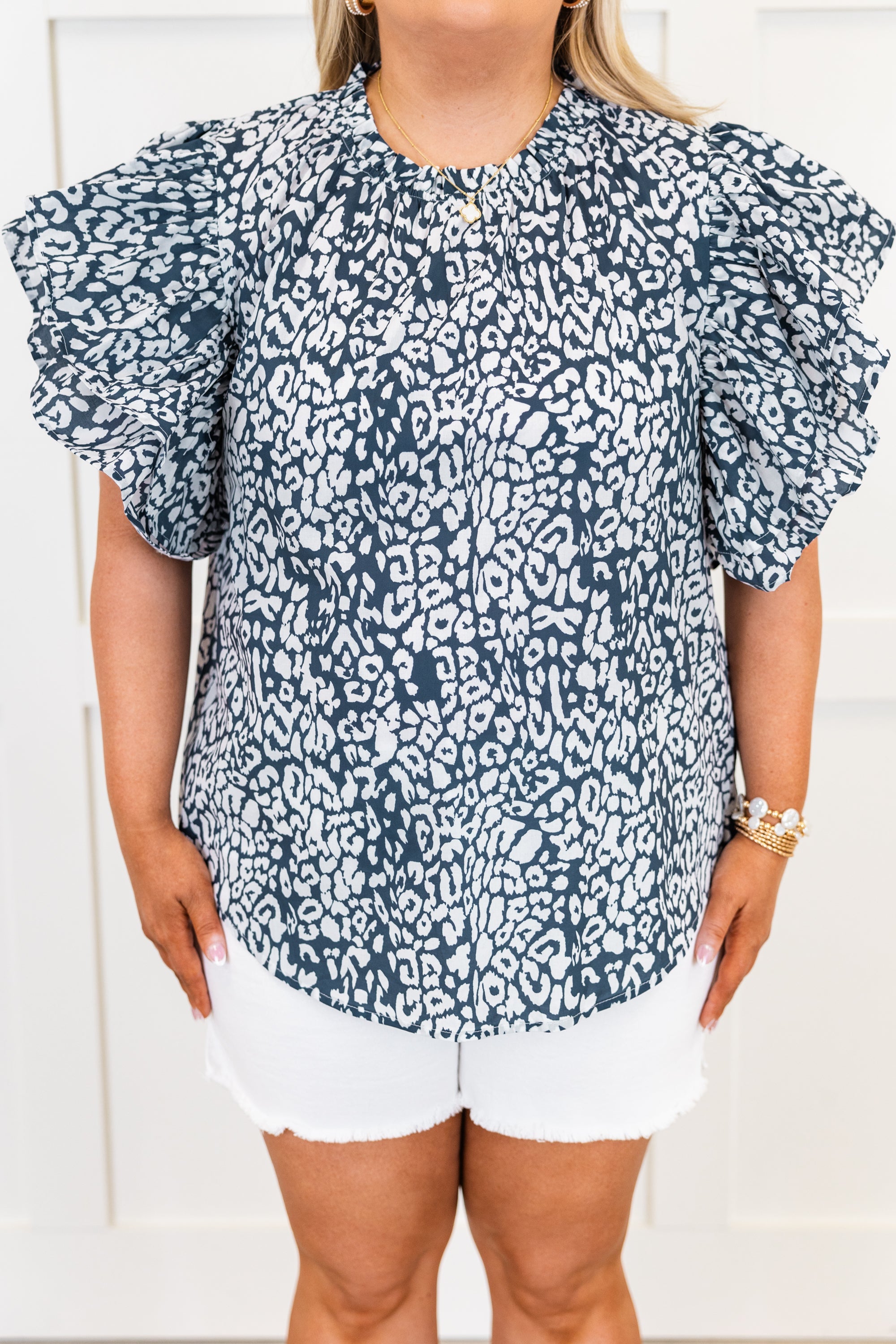 Dotting My I's Top, Navy Leopard