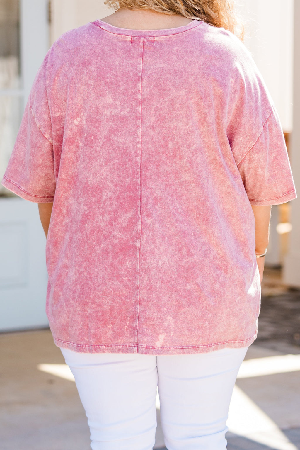 Down By The Coast Boyfriend Tee, Ash Pink Acid Wash