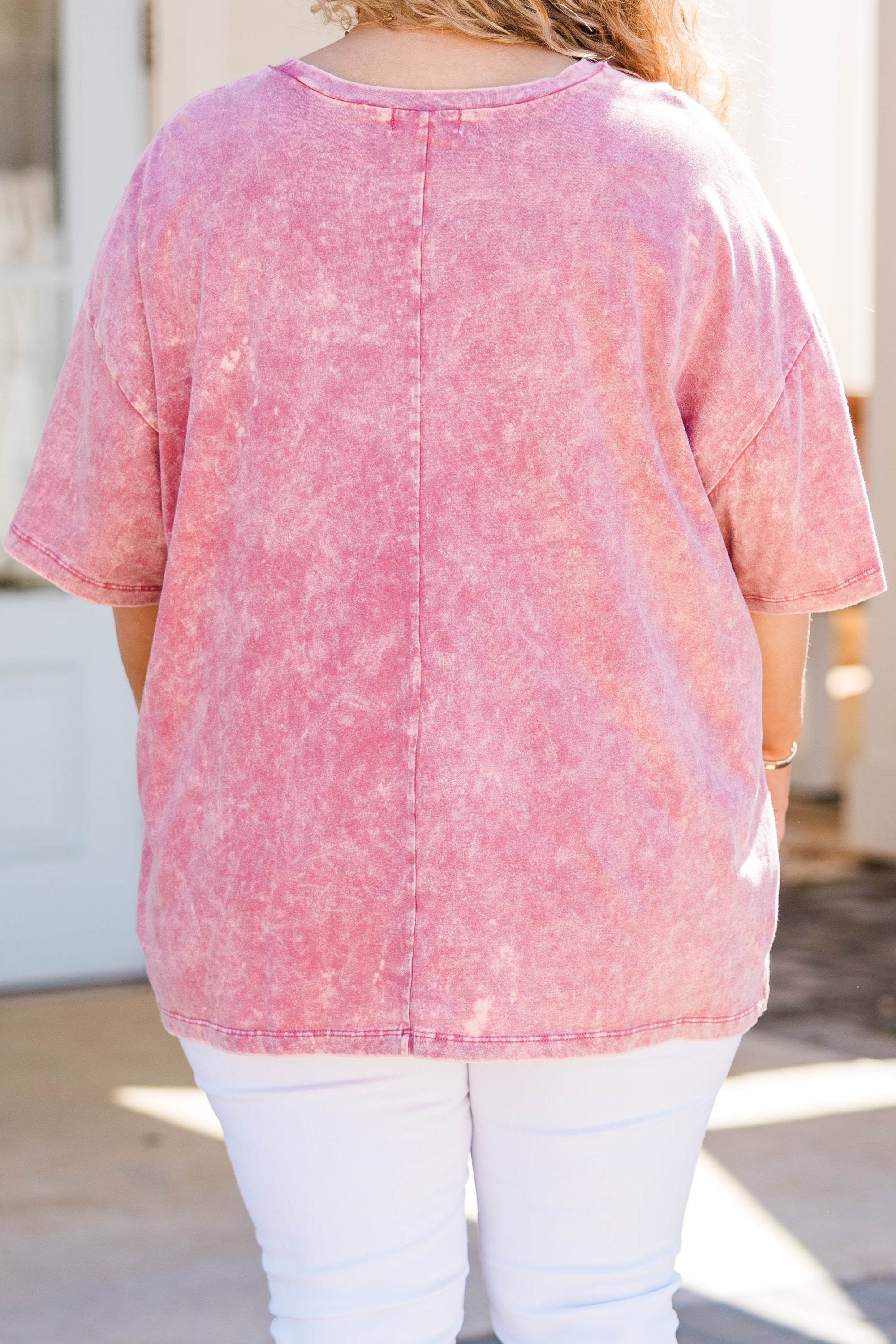Down By The Coast Boyfriend Tee, Ash Pink Acid Wash
