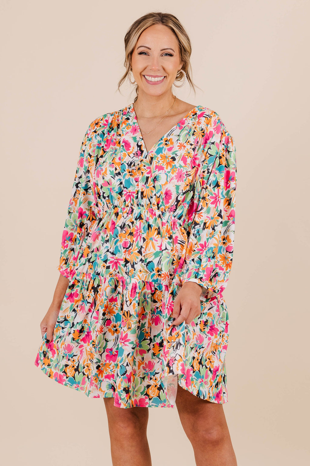 Dreamin' Of Spring Dress, Fuchsia Multi