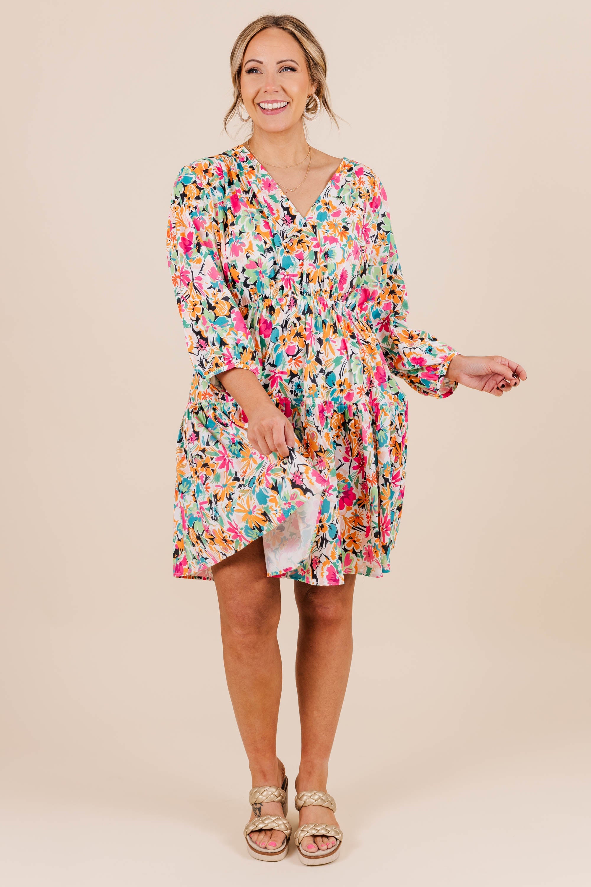 Dreamin' Of Spring Dress, Fuchsia Multi