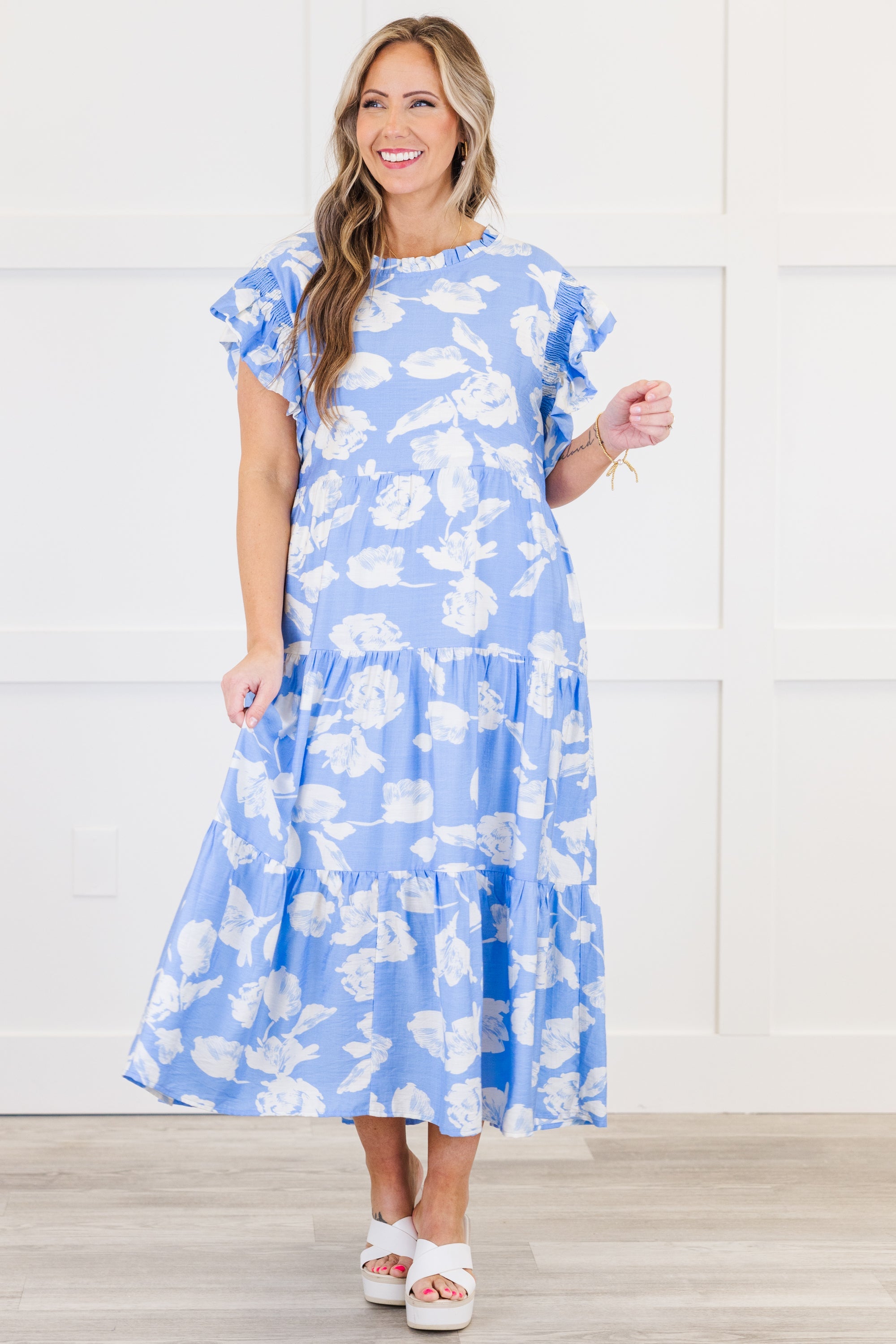 Drifting Directions Dress, Blue