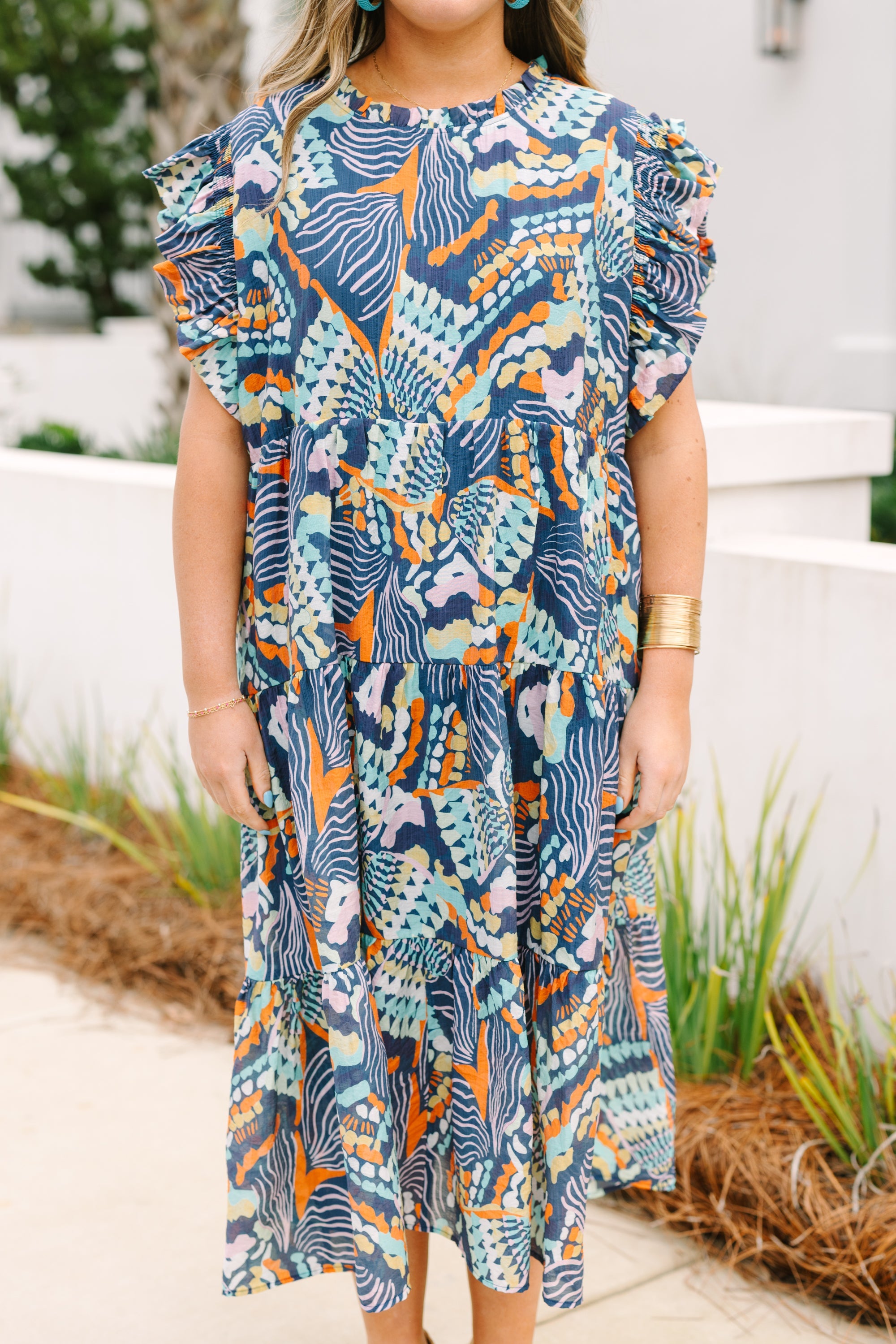 Drifting Directions Dress, Navy
