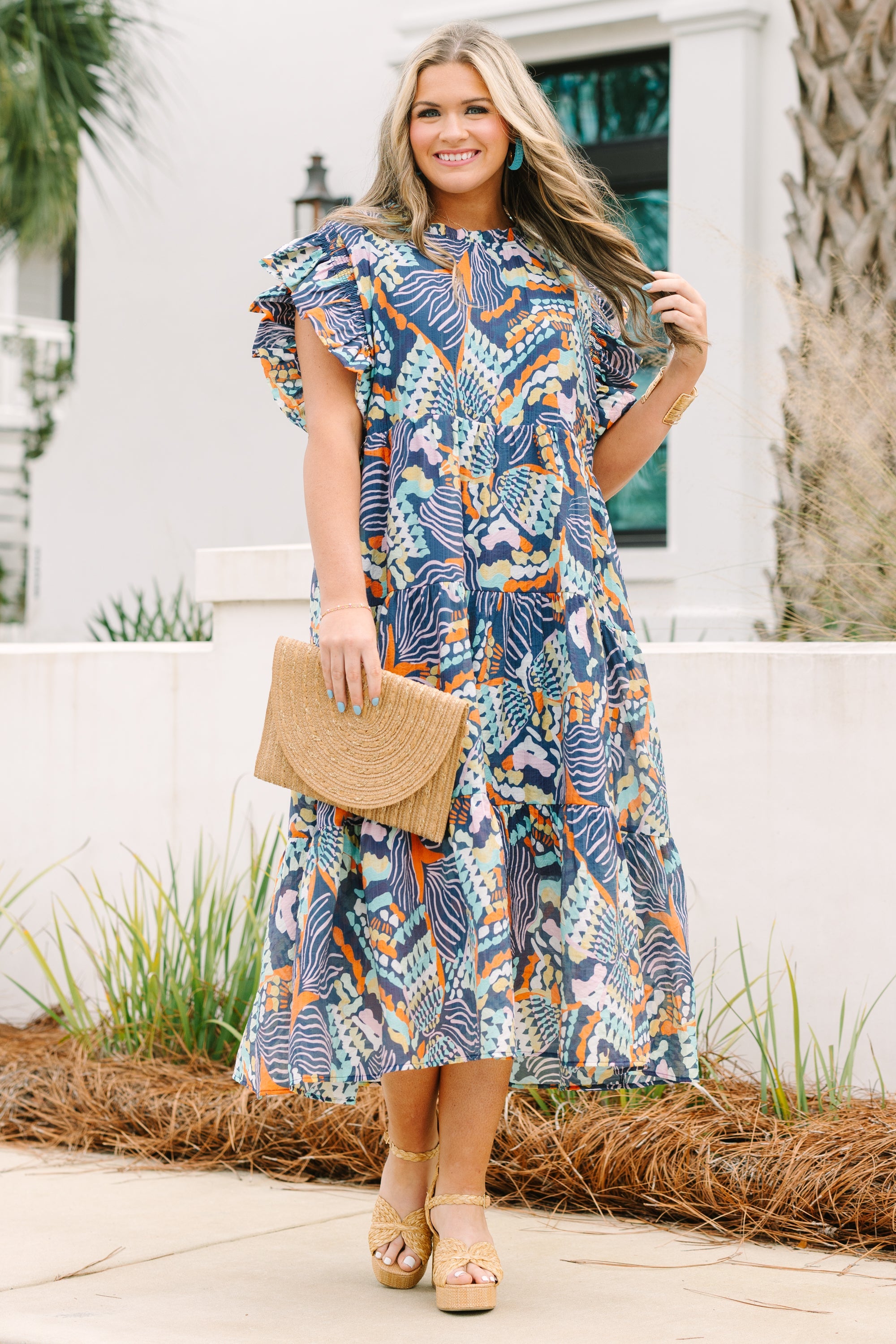 Drifting Directions Dress, Navy