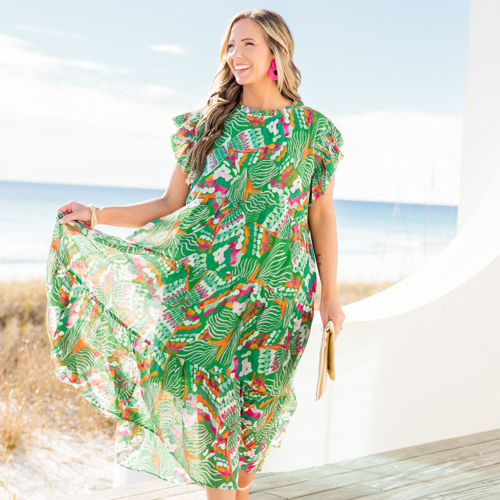 Drifting Directions Dress, Green