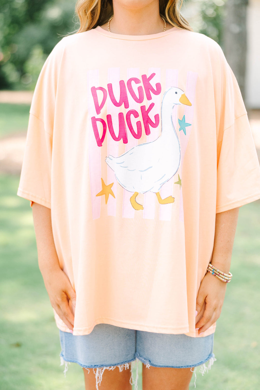 Duck Duck Goose Boyfriend Tee, Neon Coral