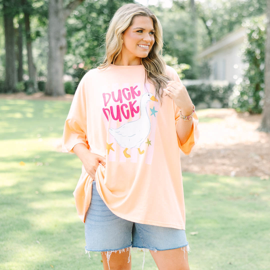 Duck Duck Goose Boyfriend Tee, Neon Coral