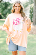 Duck Duck Goose Boyfriend Tee, Neon Coral